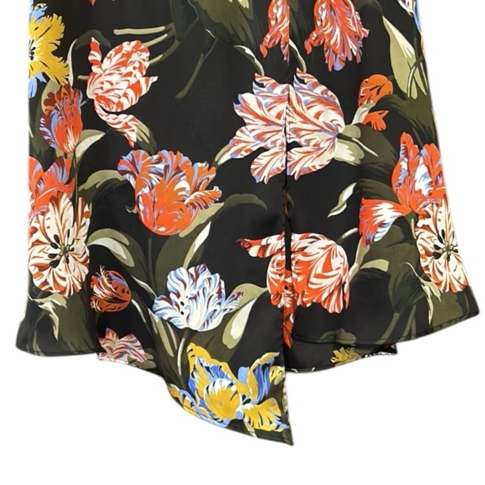 Zara Tropical Floral Patterned Asymmetrical Hem Side Zip Midi Skirt Size Medium - Picture 6 of 10